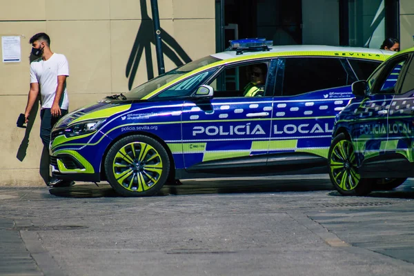 Sevilla España Julio 2021 Policía Local Patrulla Las Calles Sevilla — Foto de Stock