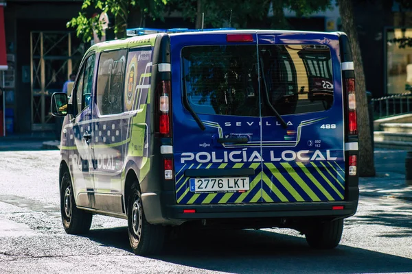 Sevilla Španělsko Července 2021 Místní Policejní Auto Hlídkující Ulicích Sevilly — Stock fotografie