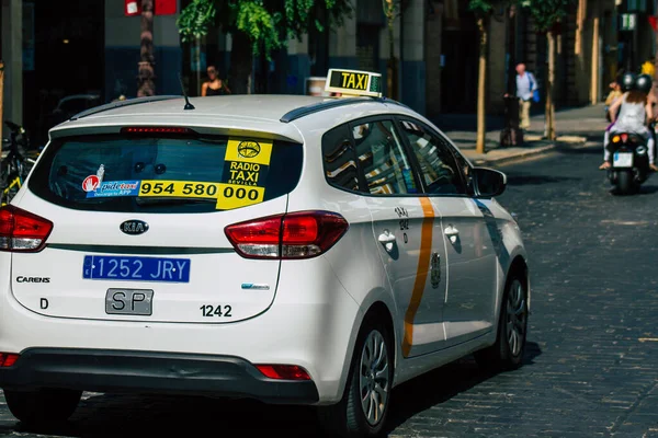 Séville Espagne Juillet 2021 Taxi Dans Les Rues Séville Une — Photo