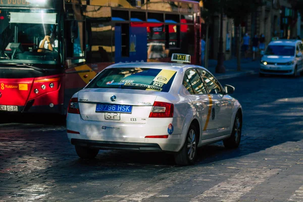 Siviglia Spagna Luglio 2021 Taxi Strade Siviglia Una Città Emblematica — Foto Stock