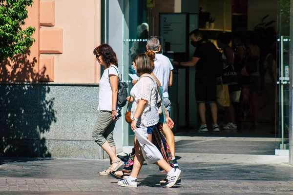 Seville Spain July 2021 Pedestrians Shopping Main Commercial Street Coronavirus — Stock Photo, Image