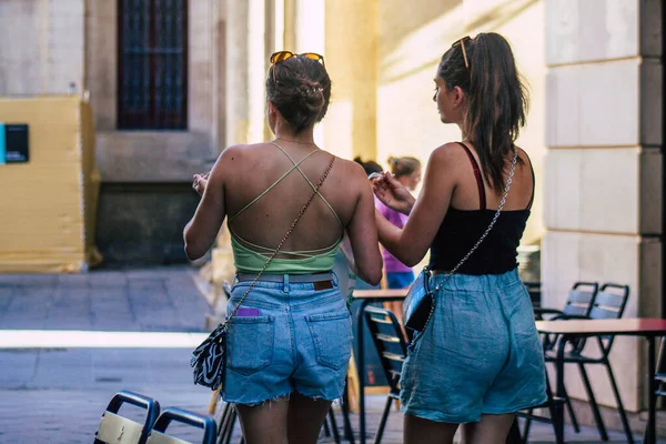 Sevilla España Julio 2021 Compras Peatones Principal Calle Comercial España — Foto de Stock