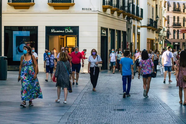 Sevilla España Julio 2021 Compras Peatones Principal Calle Comercial España —  Fotos de Stock