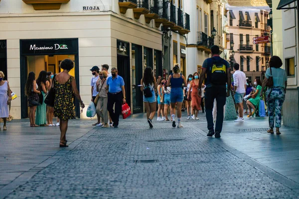 Sevilla España Julio 2021 Compras Peatones Principal Calle Comercial España —  Fotos de Stock