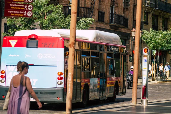 Sevilla Automatische Übersetzung Spanien Juli 2021 Busfahrt Durch Die Straßen — Stockfoto