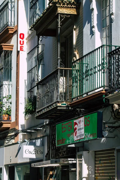 Séville Espagne Juillet 2021 Façade Bâtiment Dans Les Rues Séville — Photo