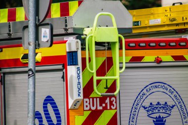 Sevilla İspanya 23 Temmuz 2021 Sevilla İtfaiye Aracı, sembolik bir şehir ve Endülüs Bölgesi 'nin başkenti.