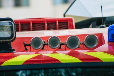 Sevilla İspanya 23 Temmuz 2021 Sevilla İtfaiye Aracı, sembolik bir şehir ve Endülüs Bölgesi 'nin başkenti.