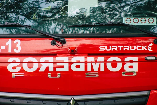 Seville Spain July 2021 Fire Engine Streets Seville Emblematic City — Stock Photo, Image