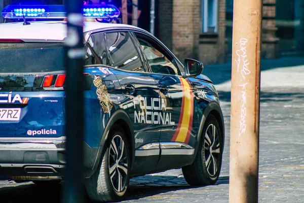Sevilla Espanja Heinäkuuta 2021 Poliisiauto Partioi Sevillan Kaduilla Symbolisessa Kaupungissa — kuvapankkivalokuva