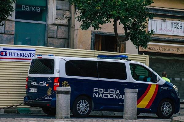 Sevilla España Julio 2021 Policía Patrulla Por Las Calles Sevilla — Foto de Stock
