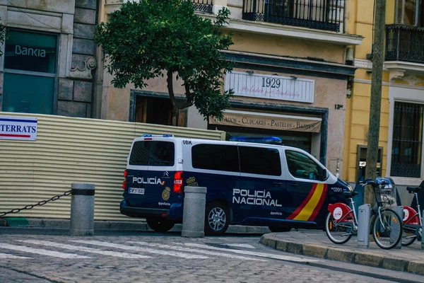 Sevilha Espanha Julho 2021 Carro Polícia Patrulhando Nas Ruas Sevilha — Fotografia de Stock