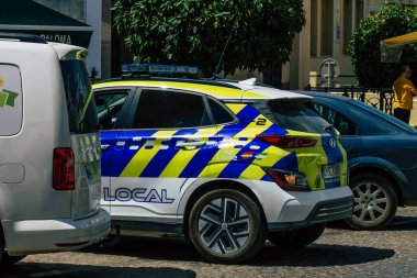 Carmona İspanya 26 Temmuz 2021 Coronavirus salgını sırasında İspanya 'da devriye gezen yerel polis arabası