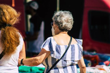 Carmona İspanya 26 Temmuz 2021 Coronavirus salgını sırasında İspanya 'da maske takmak zorunludur.