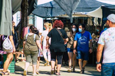 Carmona İspanya 26 Temmuz 2021 Coronavirus salgını sırasında İspanya 'da maske takmak zorunludur.