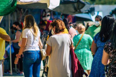 Carmona İspanya 26 Temmuz 2021 Coronavirus salgını sırasında İspanya 'da maske takmak zorunludur.