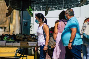 Carmona İspanya 26 Temmuz 2021 Coronavirus salgını sırasında İspanya 'da maske takmak zorunludur.