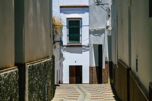 Carmona Spain July 26, 2021 Narrow street in town of Carmona called The Bright Star of Europe, the town shows a typical narrow and meandering Arabic layout which will transport you to a distant past