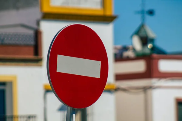 Carmona Spain July 2021 Road Sign Erected Side Roads Provide — 图库照片