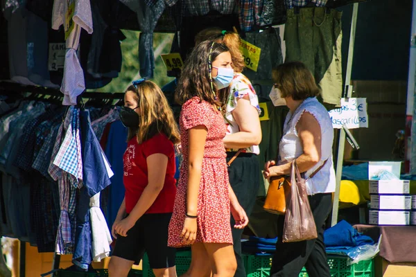 Carmona Spain July 2021 Unidentified Spanish People Face Mask Shopping — 图库照片