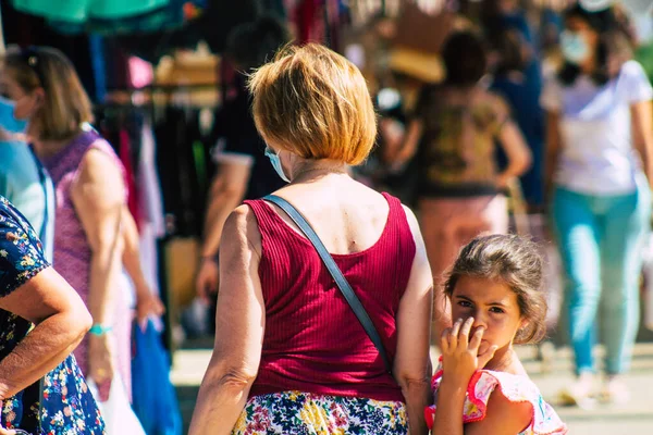 Carmona España Julio 2021 Identificado Españoles Con Mascarilla Mercado Local — Foto de Stock