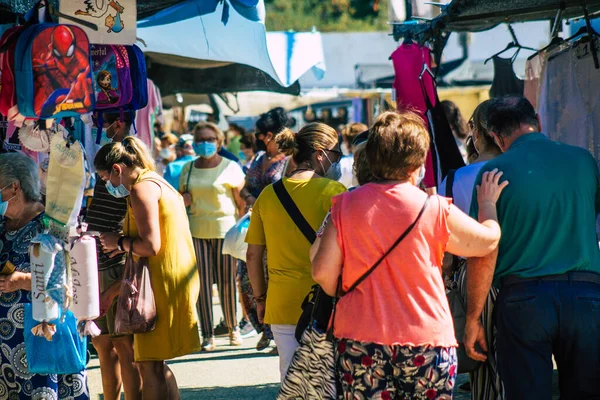 Carmona Spanien Juli 2021 Oidentifierade Spanska Människor Med Ansiktsmask Shopping — Stockfoto