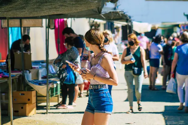 Carmona Spanien Juli 2021 Unbekannte Spanier Mit Mundschutz Kaufen Während — Stockfoto