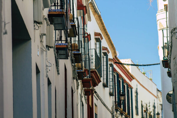 Carmona Spain July 28, 2021 Facade of old house in the streets of Carmona called The Bright Star of Europe, the town shows a typical narrow and meandering Arabic layout