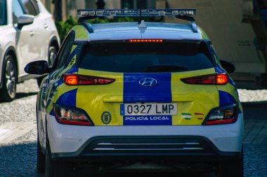 Carmona İspanya 28 Temmuz 2021 Coronavirus salgını sırasında İspanya 'da devriye gezen yerel polis arabası