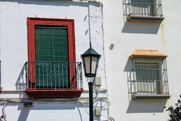 Carmona Spanyolország Július 2021 Utcai Lámpa Keskeny Utcákon Város Carmona — Stock Fotó