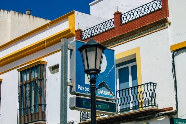 Carmona Espanha Julho 2021 Lâmpada Rua Nas Ruas Estreitas Cidade — Fotografia de Stock