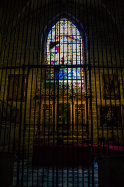 Seville İspanya 10 Ağustos 2021 Santa Maria de Sevilla 'daki Aziz Metropolitan ve Patriksel Katedrali dünyanın en büyük Gotik katedrali.