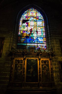 Seville İspanya 10 Ağustos 2021 Santa Maria de Sevilla 'daki Aziz Metropolitan ve Patriksel Katedrali dünyanın en büyük Gotik katedrali.