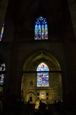 Seville İspanya 10 Ağustos 2021 Santa Mara de Seville 'deki Aziz Metropolitan ve Patriklik Katedrali dünyanın en büyük Gotik katedrali.