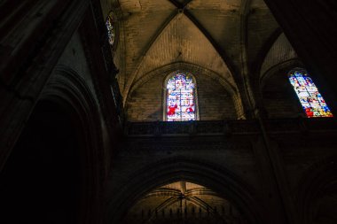 Seville İspanya 10 Ağustos 2021 Santa Mara de Seville 'deki Aziz Metropolitan ve Patriklik Katedrali dünyanın en büyük Gotik katedrali.