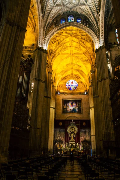 Siviglia Spagna Agosto 2021 All Interno Della Chiesa Cattedrale Santa — Foto Stock