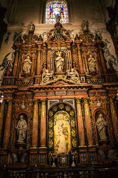 Sewilla Hiszpania Sierpnia 2021 Wnętrze Kościoła Katedralnego Santa Maria Sevilla — Zdjęcie stockowe