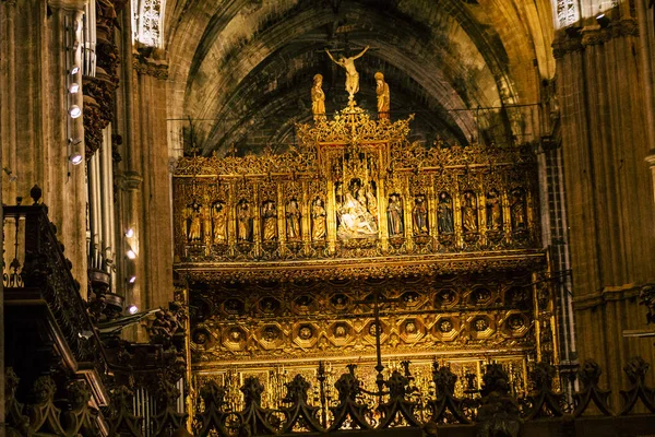 Siviglia Spagna Agosto 2021 All Interno Della Chiesa Cattedrale Santa — Foto Stock