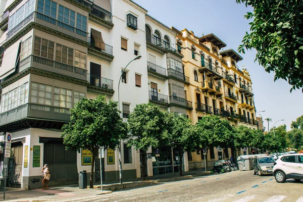 Sewilla Hiszpania Sierpnia 2021 Fasada Budynku Ulicach Sewilli Emblematycznego Miasta — Zdjęcie stockowe