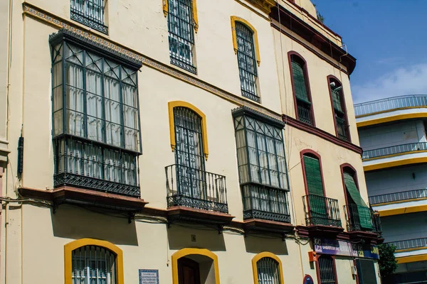 Sevilha Espanha Agosto 2021 Fachada Edifício Nas Ruas Sevilha Cidade — Fotografia de Stock