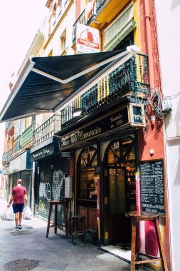 Seville İspanya 10 Ağustos 2021 Sevilla şehri, sembolik bir şehir ve İspanya 'nın güneyindeki Endülüs Bölgesi' nin başkenti.