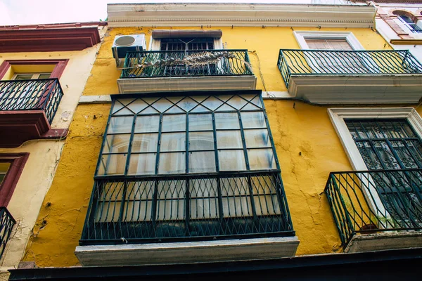 Séville Espagne Août 2021 Fenêtre Bâtiment Dans Les Rues Séville — Photo