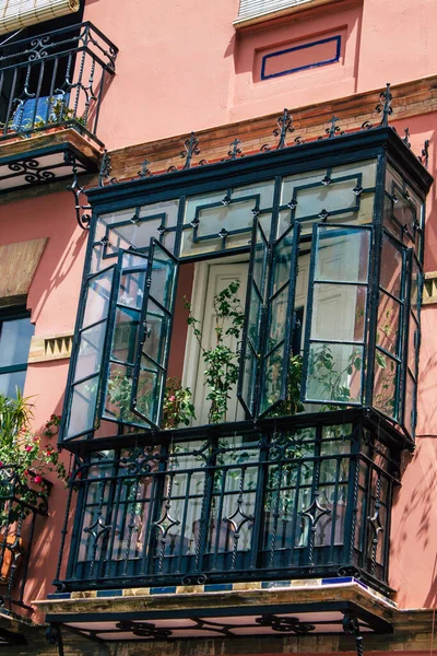 Séville Espagne Août 2021 Fenêtre Bâtiment Dans Les Rues Séville — Photo