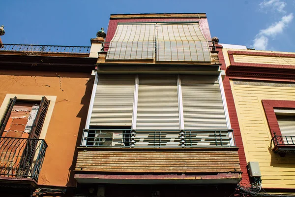 Séville Espagne Août 2021 Fenêtre Bâtiment Dans Les Rues Séville — Photo