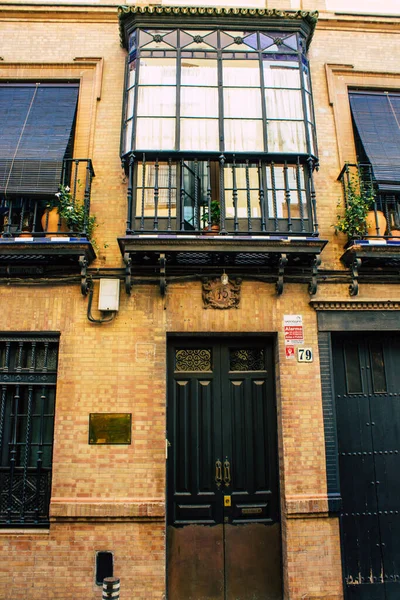 Sevilla España Agosto 2021 Ventana Edificio Las Calles Sevilla Ciudad —  Fotos de Stock