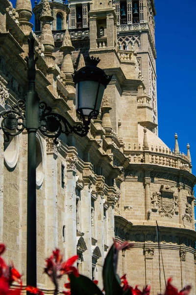 Sevilla Spanien August 2021 Gadelampe Gaderne Sevilla Symbolsk Hovedstaden Regionen - Stock-foto