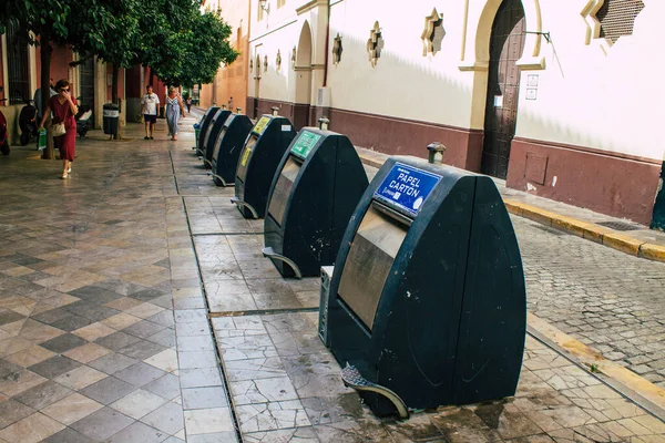 Sevilla España Agosto 2021 Contenedor Basura Las Calles Sevilla Una —  Fotos de Stock