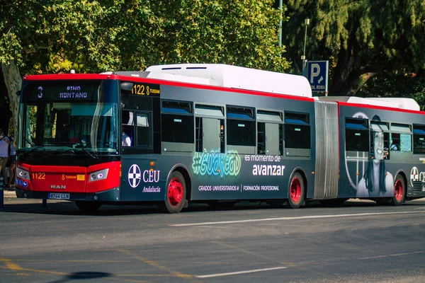 Sevilla España Agosto 2021 Autobús Que Circula Por Las Calles —  Fotos de Stock