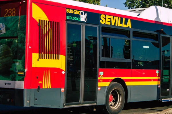 Sevilla Automatische Übersetzung August 2021 Busfahrt Durch Die Straßen Von — Stockfoto