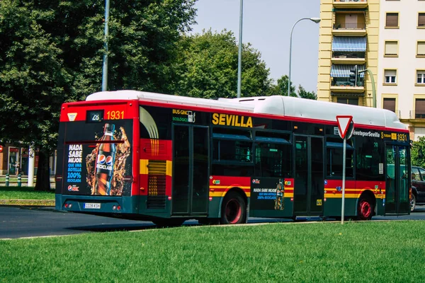 Sevilla Automatische Übersetzung August 2021 Busfahrt Durch Die Straßen Von — Stockfoto